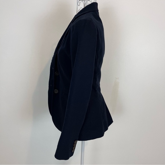 J Crew cotton blazer navy blue fitted long sleeve size 00 carrier academia - Picture 3 of 8